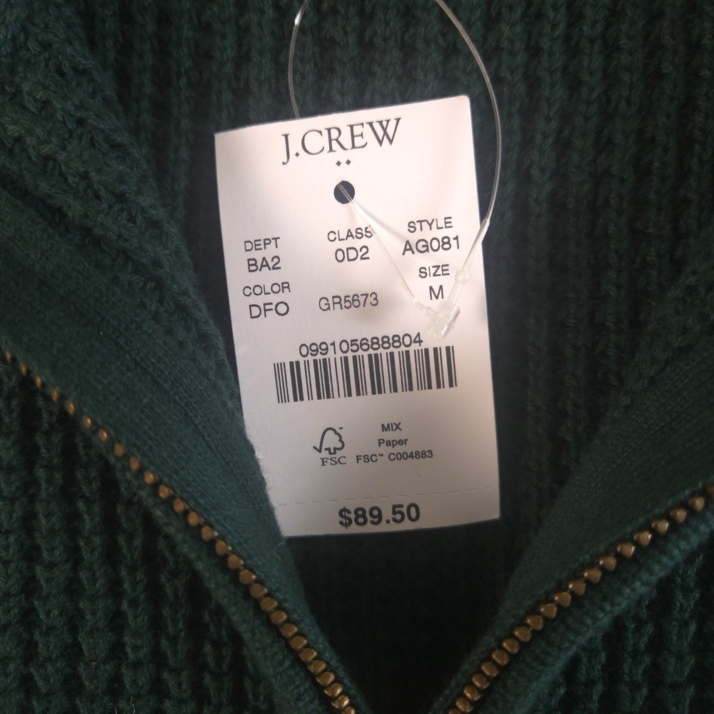 J.Crew Sweater Mens Medium Waffle Knit 1/2 Zip Pullover Cotton Mock Neck NEW $90 - Picture 4 of 10
